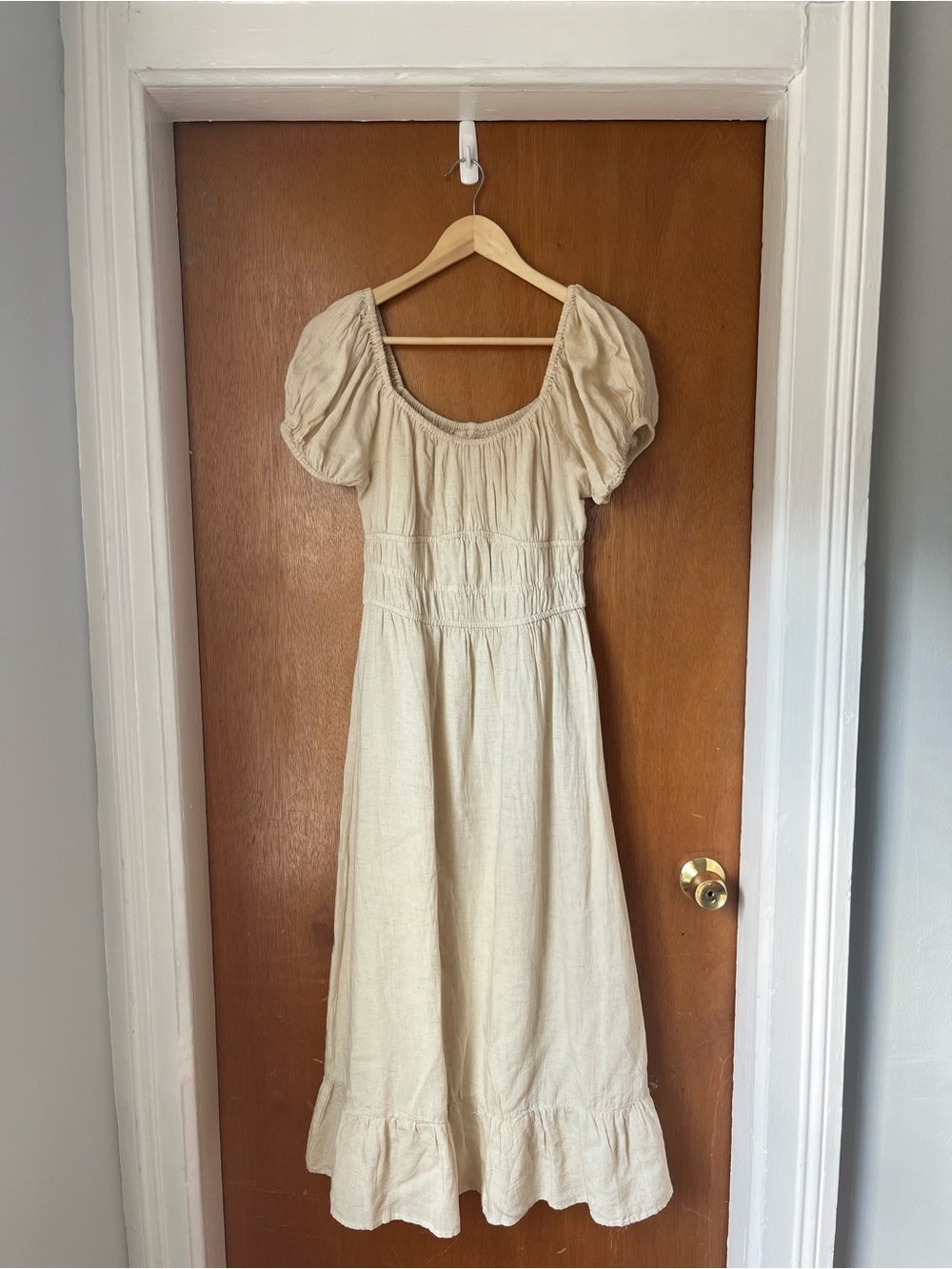 •Sim and Sam linen smocked midi dress NWT• Size L